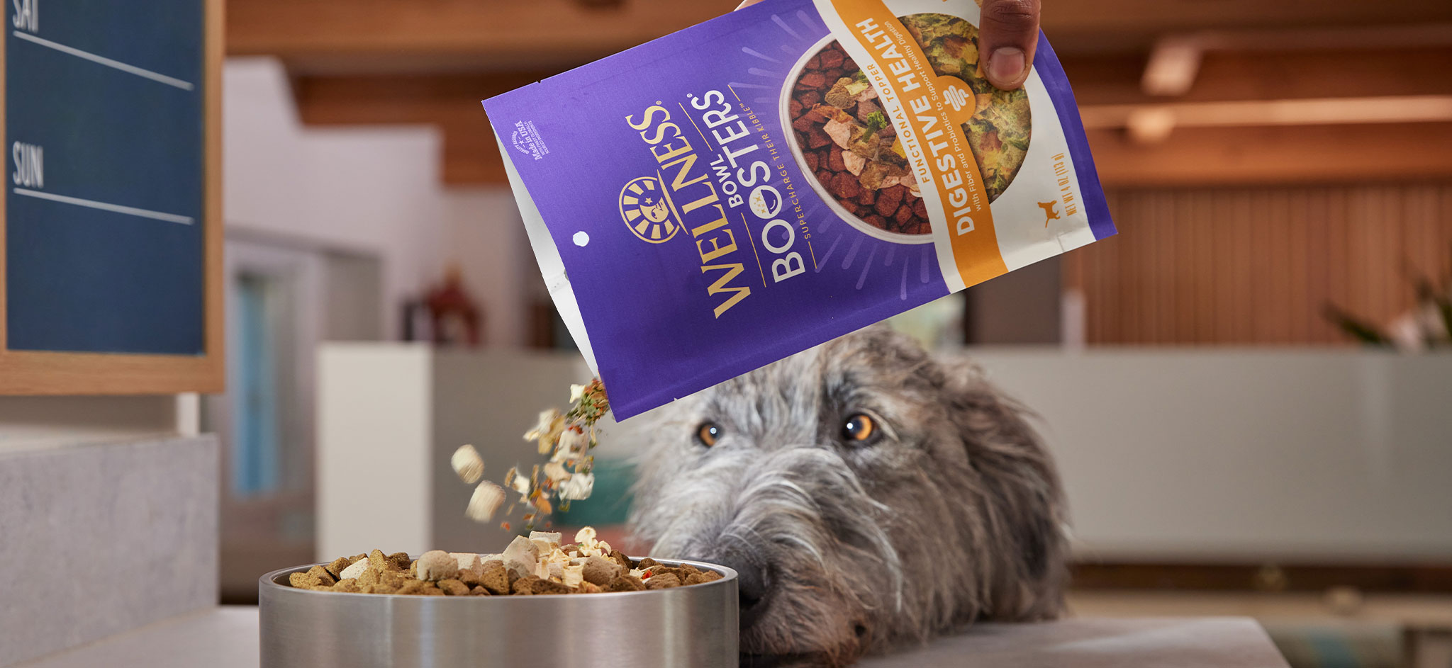 Supercharge their kibble with Wellness Bowl Boosters. Crafted using only premium, natural* ingredients – our meal mixers or toppers are great for puppies, adults and aging dogs.