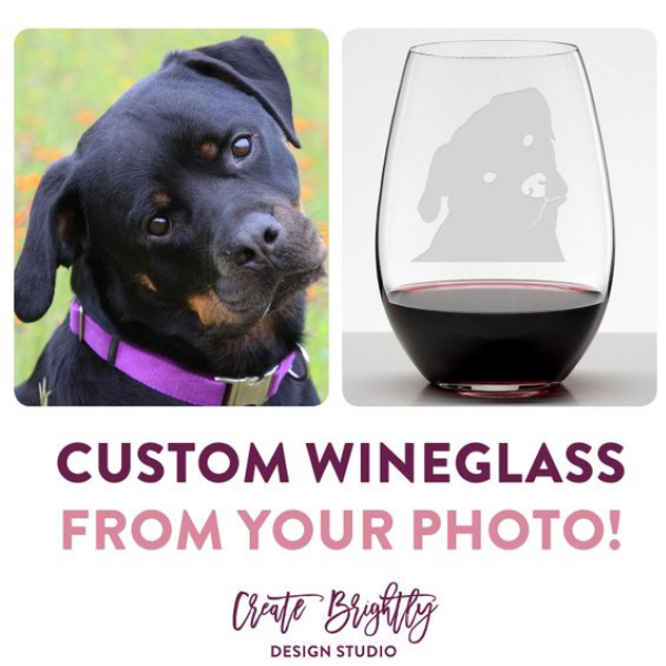 custom dog wine glass