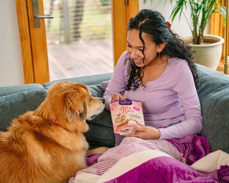 dog with valentines day treat